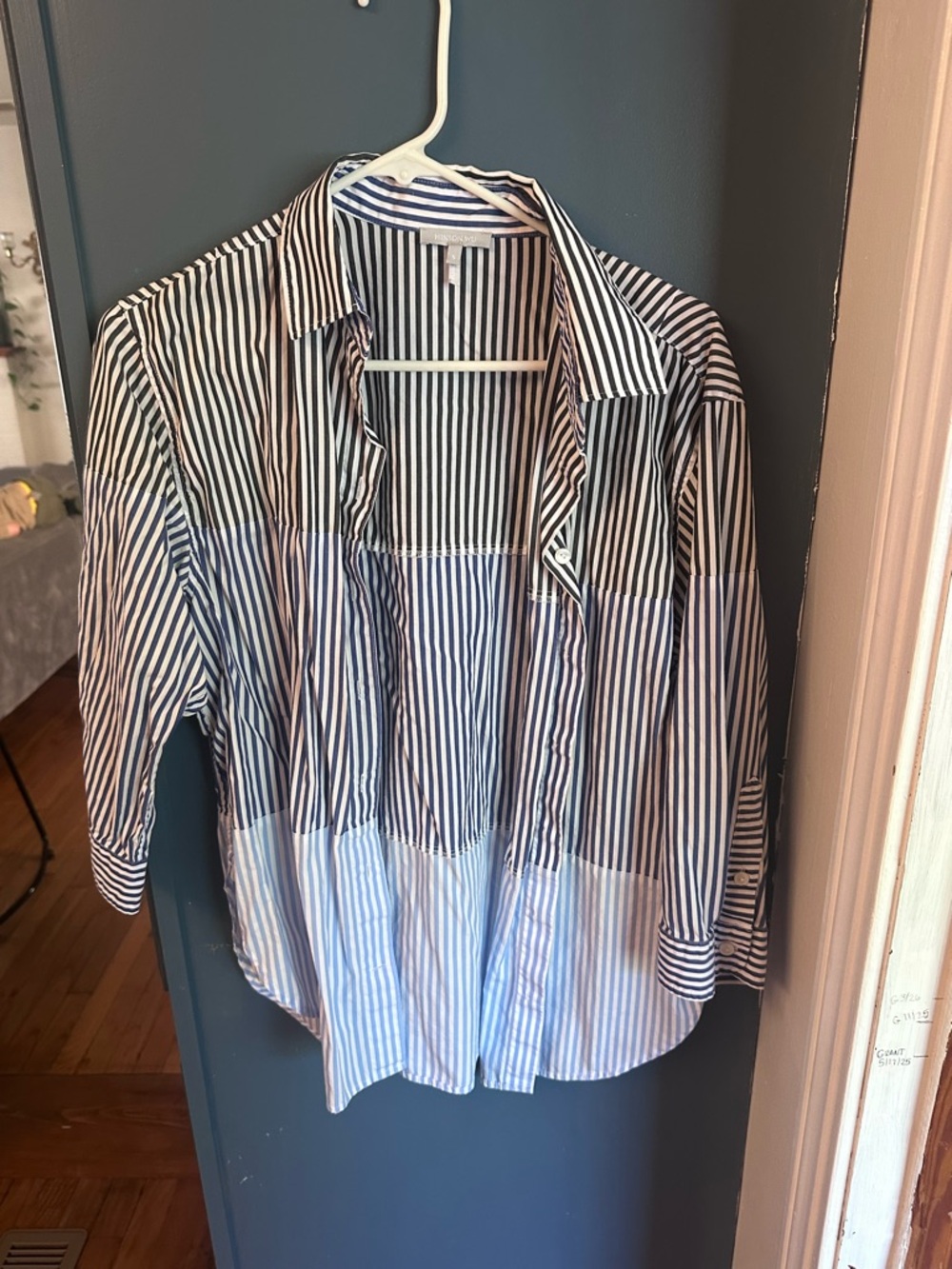 Striped Button-Down Shirt - Blue & White